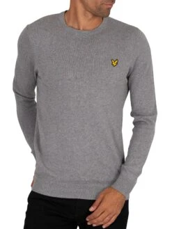 Lyle & Scott Cotton Merino Crew Jumper - Mid Grey Marl