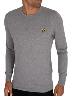 Lyle & Scott Cotton Merino Crew Jumper - Mid Grey Marl -Standout Store 37852d