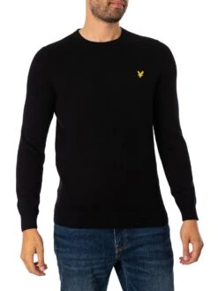 Lyle & Scott Cotton Merino Crew Jumper - Jet Black