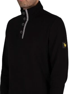 Lyle & Scott Button Funnel Neck Sweatshirt - Jet Black 5 Lyle & Scott Button Funnel Neck Sweatshirt - Jet Black -Standout Store 39014d