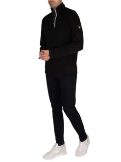 Lyle & Scott Button Funnel Neck Sweatshirt - Jet Black 6 Lyle & Scott Button Funnel Neck Sweatshirt - Jet Black -Standout Store 39014e