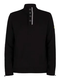 Lyle & Scott Button Funnel Neck Sweatshirt - Jet Black 7 Lyle & Scott Button Funnel Neck Sweatshirt - Jet Black -Standout Store 39014f