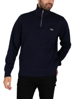 Lacoste Zip Collar Sweatshirt - Blue Marine
