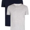 Emporio Armani 2 Pack Pure Cotton Lounge T-Shirts - Marine/Melange Grey -Standout Store 43106a