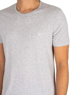 Emporio Armani 2 Pack Pure Cotton Lounge T-Shirts - Marine/Melange Grey -Standout Store 43106e