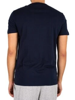 Emporio Armani 2 Pack Pure Cotton Lounge T-Shirts - Marine/Melange Grey -Standout Store 43106j