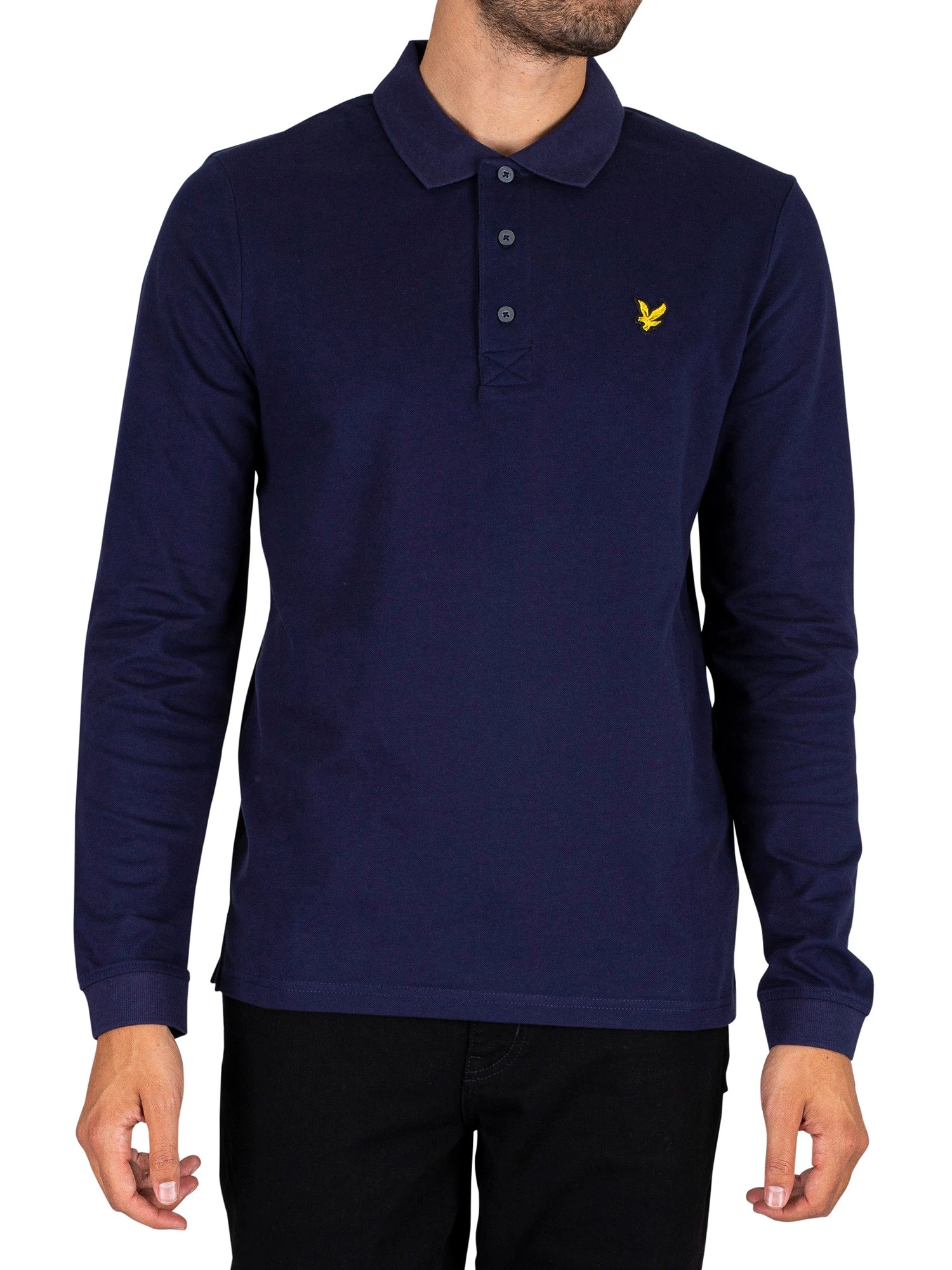 Lyle & Scott Longsleeved Polo Shirt - Navy Lyle & Scott Longsleeved Polo Shirt - Navy -Standout Store 43972a