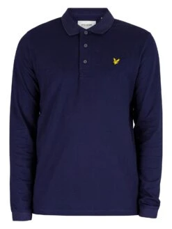 Lyle & Scott Longsleeved Polo Shirt - Navy 6 Lyle & Scott Longsleeved Polo Shirt - Navy -Standout Store 43972e