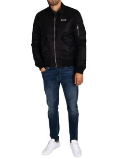 Schott Removable Badge Bomber Jacket - Black -Standout Store 44588g