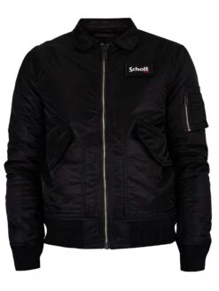Schott Removable Badge Bomber Jacket - Black -Standout Store 44588h