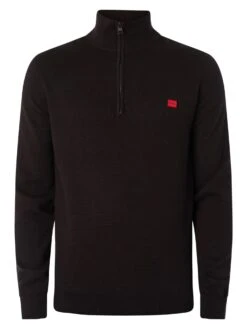 HUGO San Quintus Zip Knit - Black -Standout Store 45091e