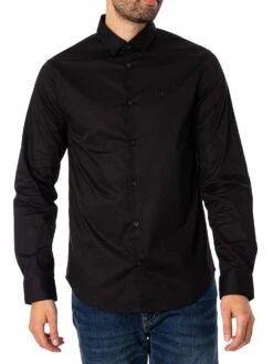 Armani Exchange Slim Logo Woven Shirt - Black