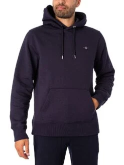 GANT Regular Pullover Hoodie - Evening Blue