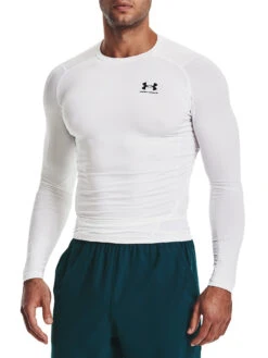 Under Armour HeatGear Long Sleeve Baselayer T-Shirt - White/Black