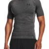 Under Armour HeatGear Short Sleeve Baselayer T-Shirt - Carbon Heather/Black -Standout Store 47845a