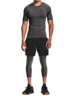 Under Armour HeatGear Short Sleeve Baselayer T-Shirt - Carbon Heather/Black -Standout Store 47845d