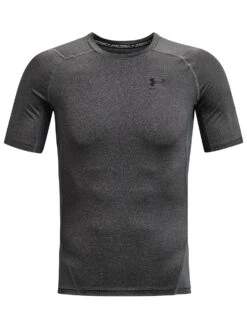 Under Armour HeatGear Short Sleeve Baselayer T-Shirt - Carbon Heather/Black -Standout Store 47845e