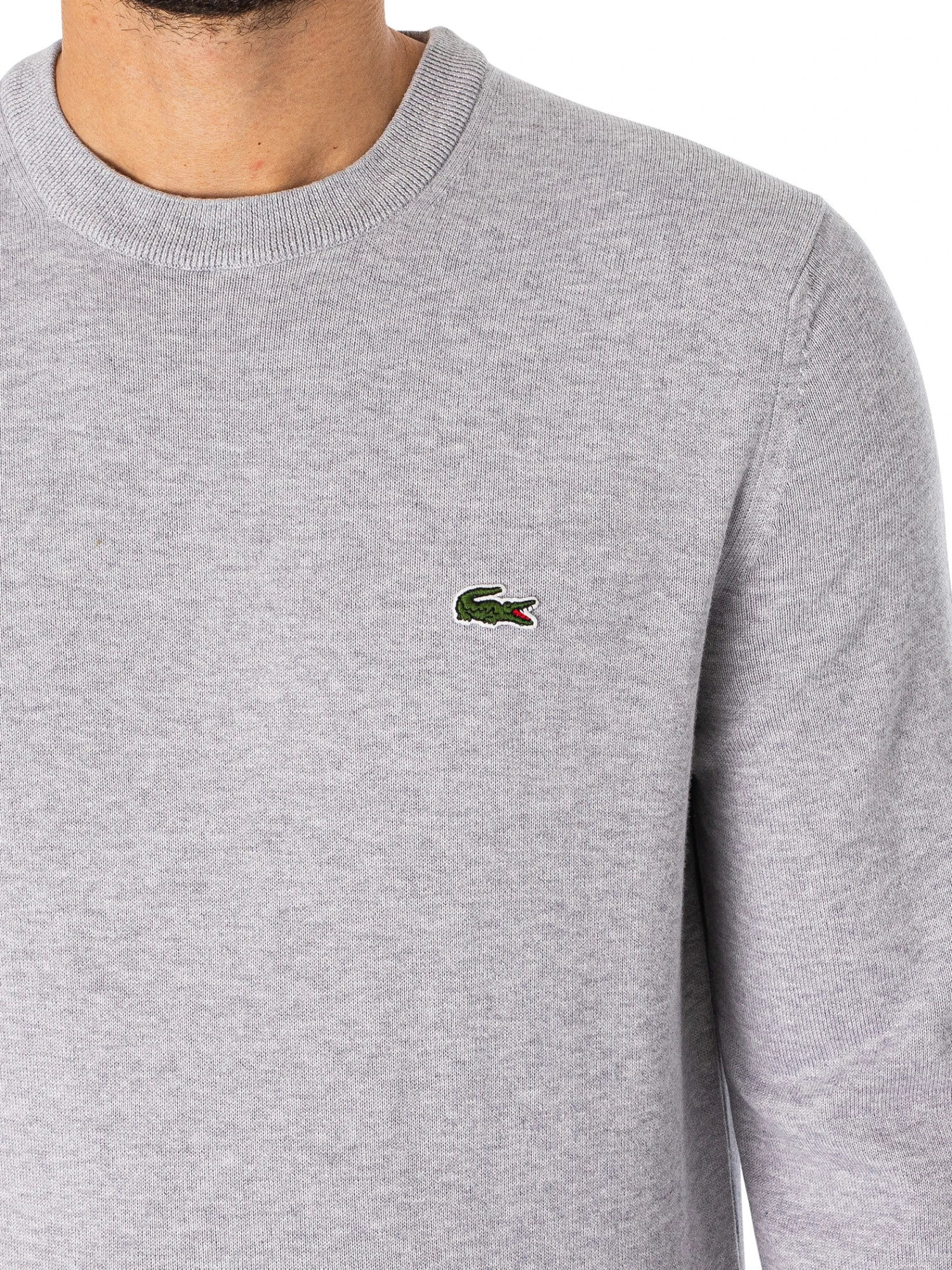 Lacoste Organic Cotton Crew Neck Knit - Grey Chine Lacoste Organic Cotton Crew Neck Knit - Grey Chine -Standout Store 48568d