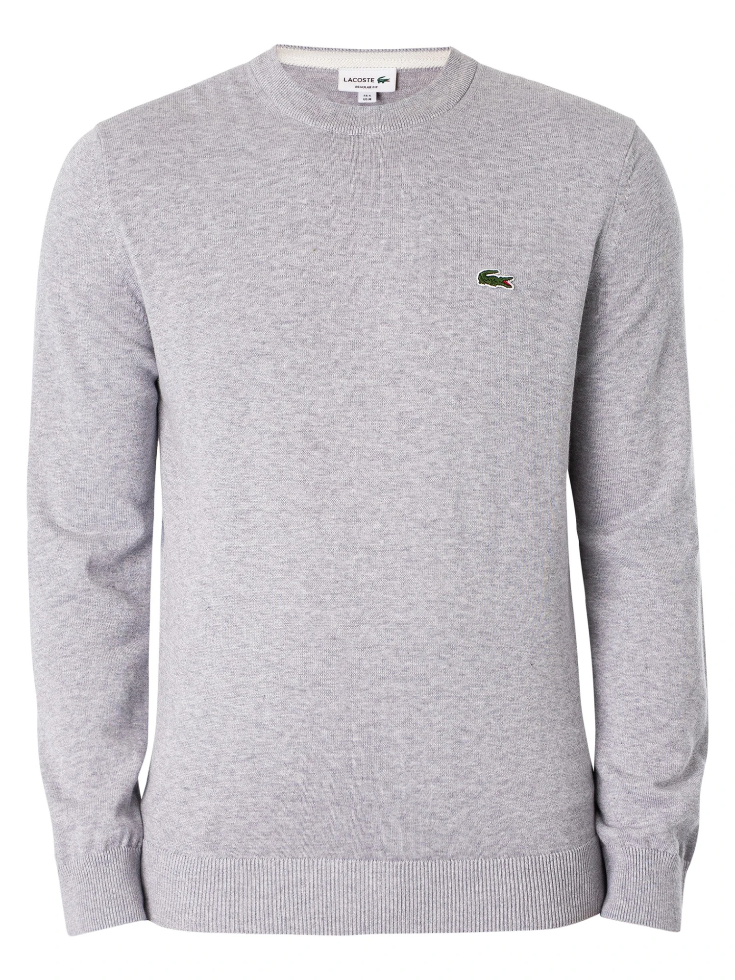 Lacoste Organic Cotton Crew Neck Knit - Grey Chine Lacoste Organic Cotton Crew Neck Knit - Grey Chine -Standout Store 48568e