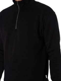 Jack & Jones Bradley Half Zip Sweatshirt - Black -Standout Store 49635d