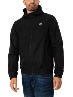 Lacoste Recycled Fiber Zipped Hooded Jacket - Black -Standout Store 49792b