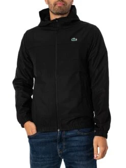 Lacoste Recycled Fiber Zipped Hooded Jacket - Black -Standout Store 49792e