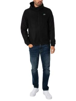 Lacoste Recycled Fiber Zipped Hooded Jacket - Black -Standout Store 49792f