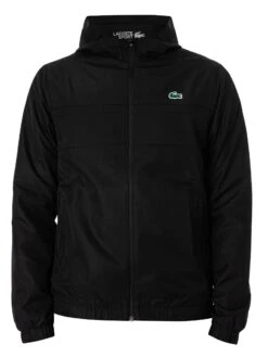 Lacoste Recycled Fiber Zipped Hooded Jacket - Black -Standout Store 49792g