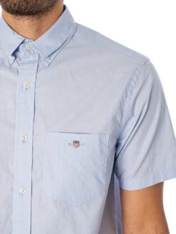 GANT Regular Poplin Short Sleeved Shirt - Light Blue -Standout Store 49980d
