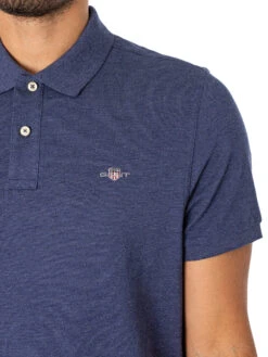 GANT Regular Shield Pique Polo Shirt - Dark Jeans Blue Melange 5 GANT Regular Shield Pique Polo Shirt - Dark Jeans Blue Melange -Standout Store 49986d