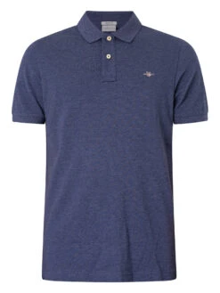 GANT Regular Shield Pique Polo Shirt - Dark Jeans Blue Melange 6 GANT Regular Shield Pique Polo Shirt - Dark Jeans Blue Melange -Standout Store 49986e