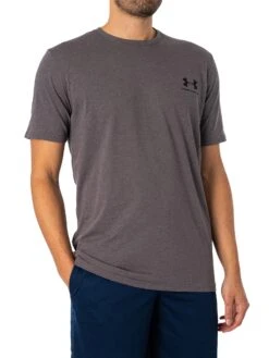 Under Armour Sportstyle Left Chest T-Shirt - Charcoal Medium Heather/Black