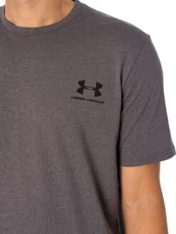 Under Armour Sportstyle Left Chest T-Shirt - Charcoal Medium Heather/Black -Standout Store 50122d