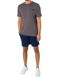 Under Armour Sportstyle Left Chest T-Shirt - Charcoal Medium Heather/Black -Standout Store 50122e