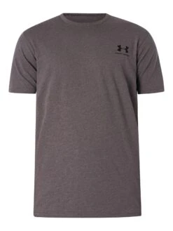 Under Armour Sportstyle Left Chest T-Shirt - Charcoal Medium Heather/Black -Standout Store 50122f