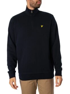 Lyle & Scott Loopback Quarter Zip Sweatshirt - Dark Navy