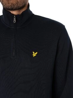 Lyle & Scott Loopback Quarter Zip Sweatshirt - Dark Navy -Standout Store 51293d