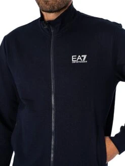 EA7 Chest Logo Zip Tracksuit - Armani Blue -Standout Store 51954e