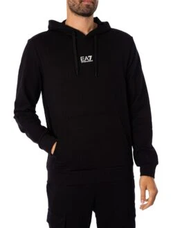 EA7 Jersey Pullover Hoodie - Black/White