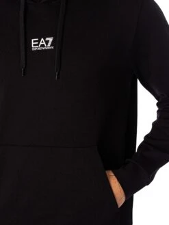 EA7 Jersey Pullover Hoodie - Black/White -Standout Store 51957d