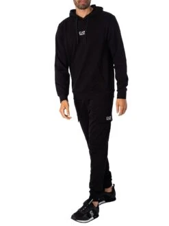 EA7 Jersey Pullover Hoodie - Black/White -Standout Store 51957e
