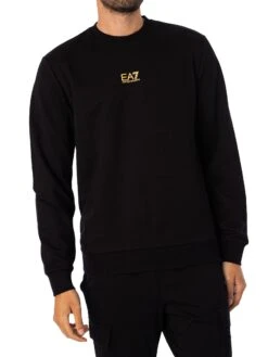 EA7 Logo Sweatshirt - Black/Gold
