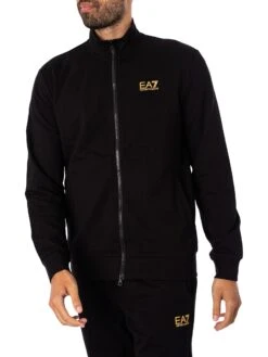 EA7 Logo Zip Through Tracksuit - Black/Gold -Standout Store 52051c