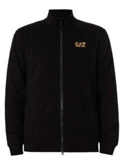 EA7 Logo Zip Through Tracksuit - Black/Gold -Standout Store 52051f