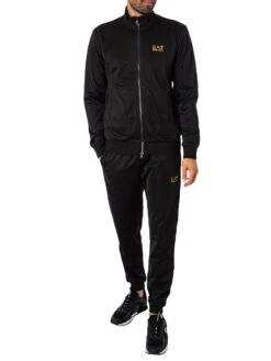 EA7 Logo Zip Tracksuit - Black/Gold