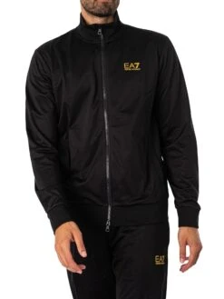 EA7 Logo Zip Tracksuit - Black/Gold -Standout Store 52053c