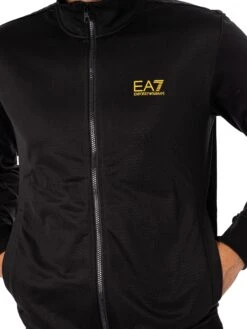 EA7 Logo Zip Tracksuit - Black/Gold -Standout Store 52053e