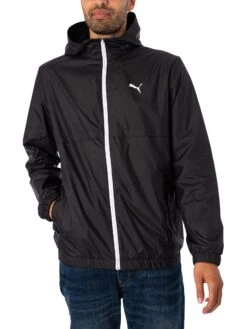 Puma Solid Windbreaker Jacket - Black/White -Standout Store 52154b