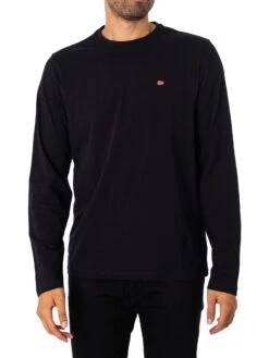 Napapijri Salis Logo Longsleeved T-Shirt - Black