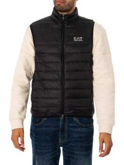 EA7 Woven Down Gilet - Black/Silver